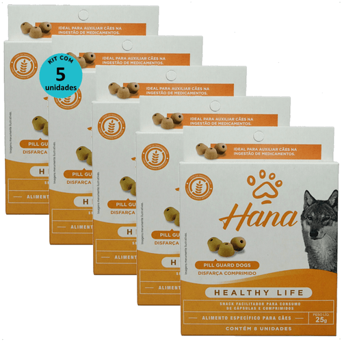 SNACK HANA HEALTHY LIFE PILL GUARD DISFARÇA COMPRIMIDOS 25G PARA CÃES KIT COM 5